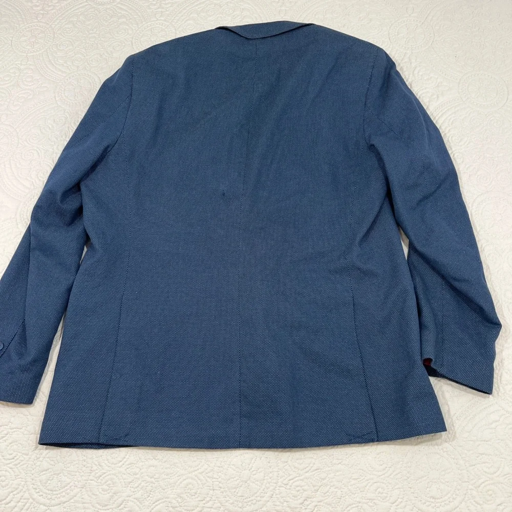 Tailorbyrd Collection Mens 44L Navy Blue Micro Dot Cotton 2 Button Blazer Jacket